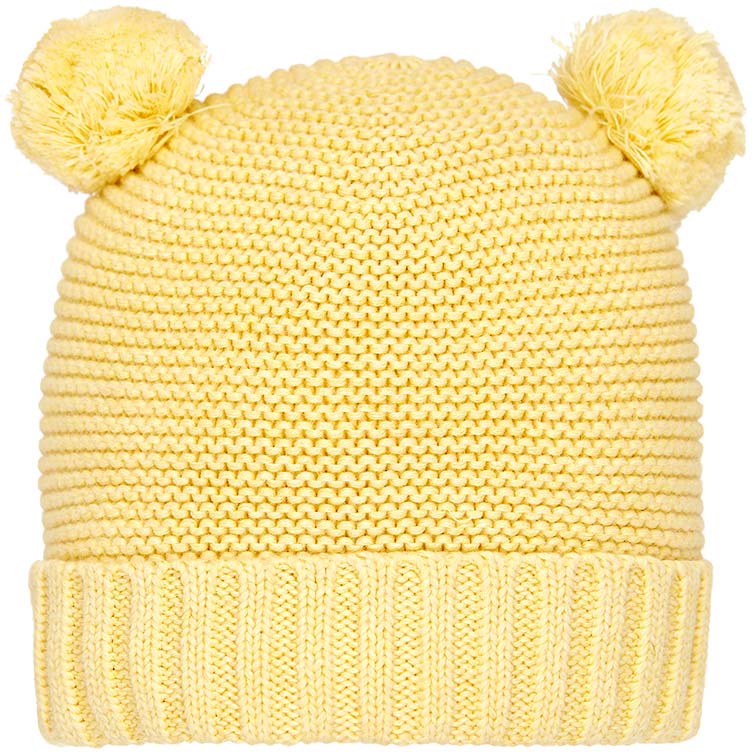 Yellow Beanie with pom poms