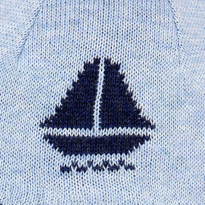 Close up Organic Earmuff Beanie Storytime Nautical Blue